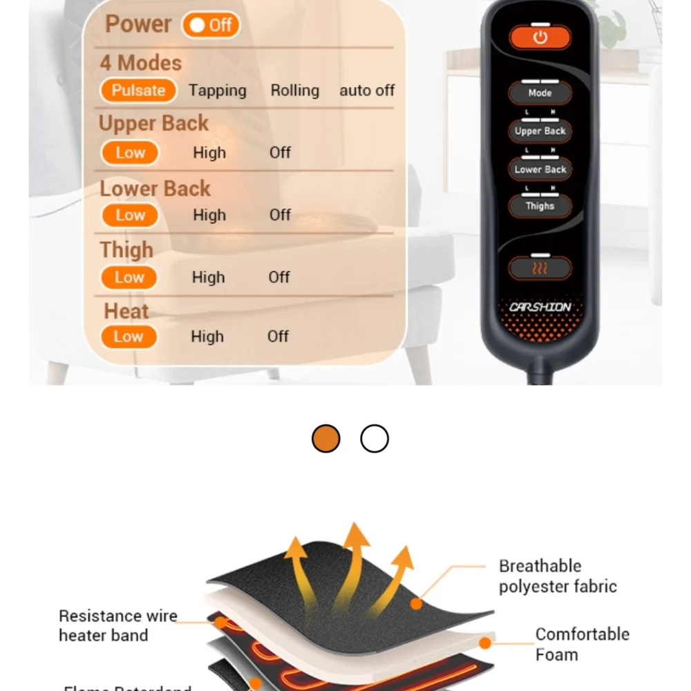 Black Massage Seat Cushion with Remote - Picture 5 of 7